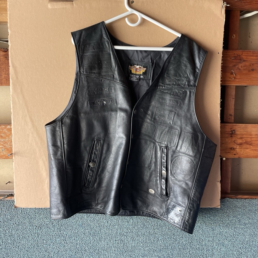 Harley-Davidson Mens Vest Biker Racer Motorcycle Genuine Cowhide Leather XXL