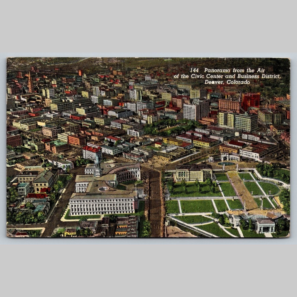 Postcard Panorama of Civic Center and Business District Denver Colorado