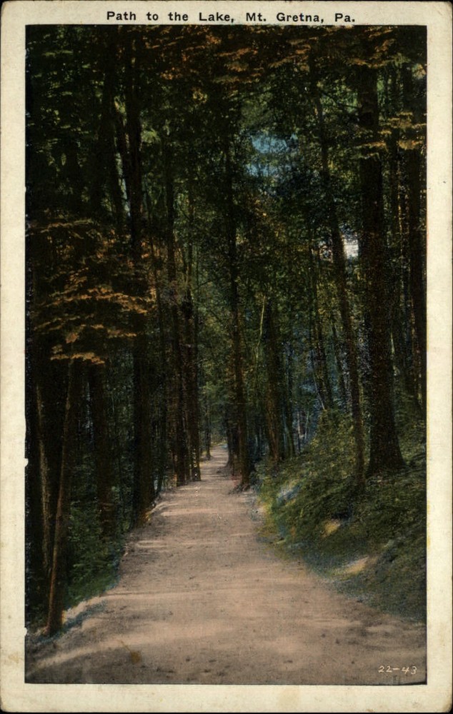 Path to the Lake Mt Gretna Pennsylvania vintage postcard h891
