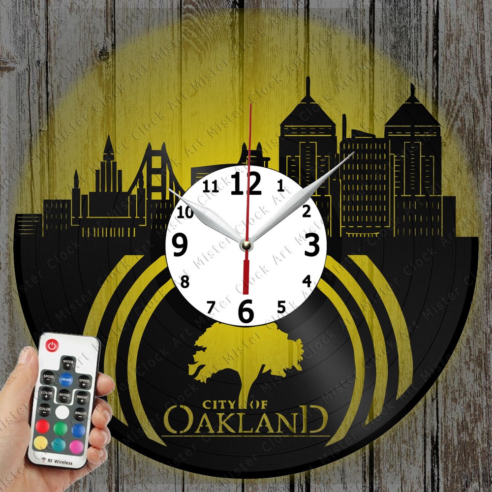 LED Clock Oakland Record Clock Art Decor Original Gift 5701