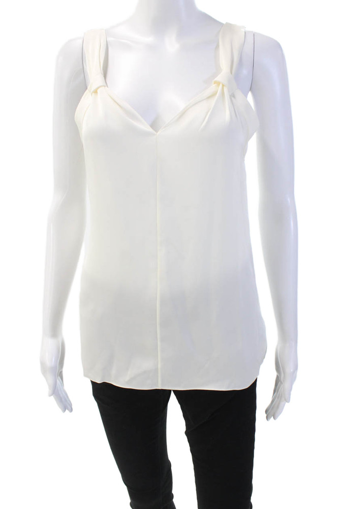 Theory Womens Sleeveless V Neck Silk Boxy Top White Size SmallFree Shipping in US $100+ Orders | $6.95 Orders Below