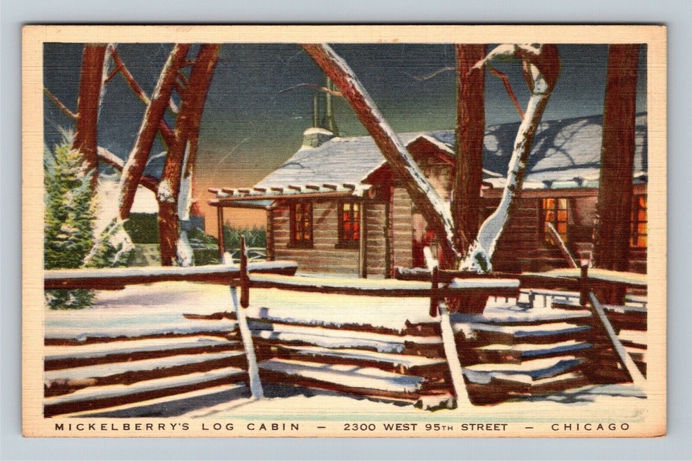 Chicago, IL-Illinois, Mickelberry's Log Cabin, Vintage Postcard