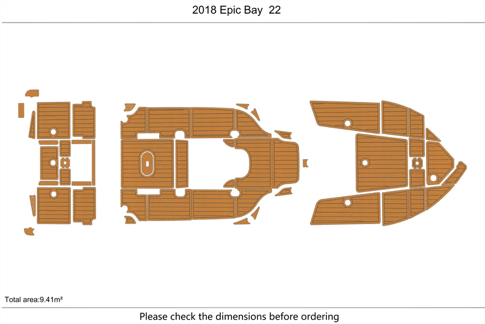 2016 Epic Bay 22 Swim Platform Cockpit Boat Pads EVA Foam Teak Deck Flooring Mat
