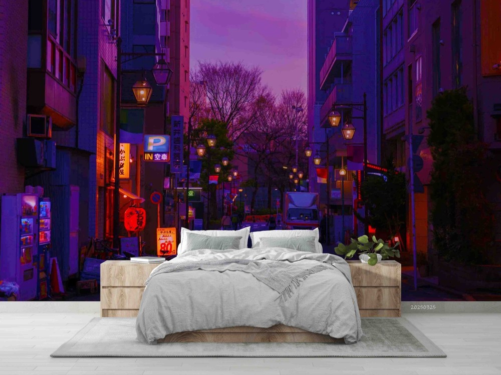 3D Japan City Street Night View Wall Murals Wallpaper Murals Wall Sticker