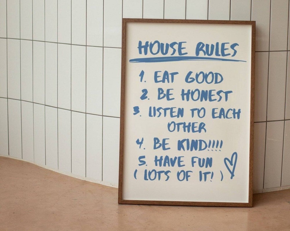 House Rules Wall Art Minimalist Wall Print Modern Art Print Doodle Prints Large