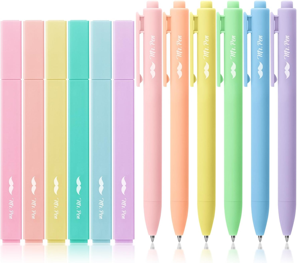Mr. Pen- Aesthetic Highlighters and Gel Pens, 12 Pack, Pastel Color Bible Highli