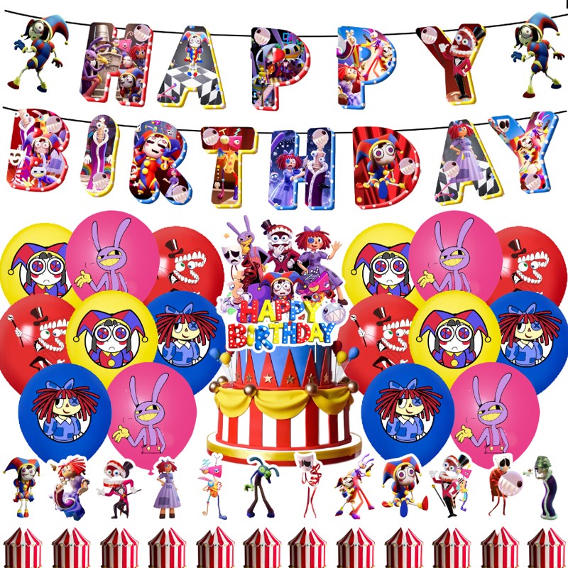 The Amazing Digital Circus Birthday Party Decorations Banner Balloon Cake Topper