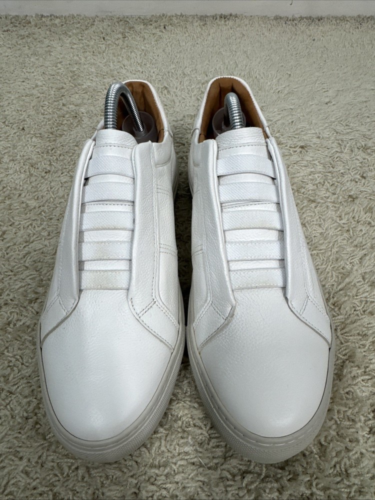 Allen Edmonds Colton Men's Slip-On Stretch Lace Sneakers White Leather Size 8D