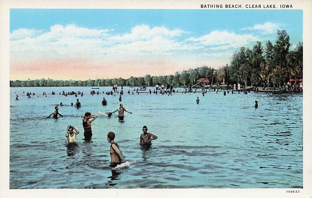 Clear Lake Iowa IA Bayside Amusement Park Bathing Beach Vtg Postcard E23