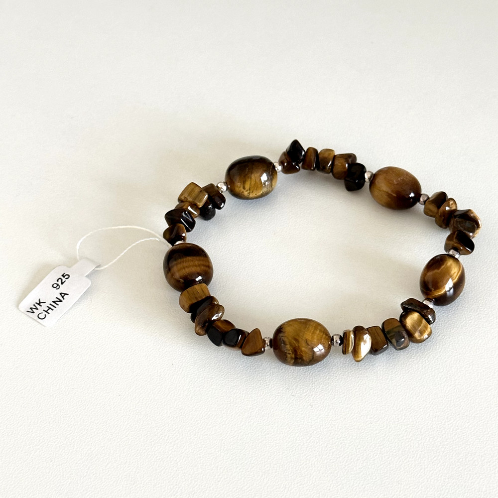 Whitney Kelly WK 925 Sterling Silver Tiger's Eye Beaded Stretch Bracelet 7