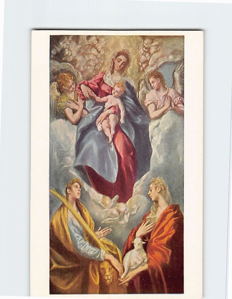 Postcard Madonna and Child with Saint Martina and Saint Agnes by El Greco