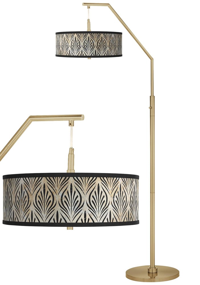 Calathea Gem Giclee Warm Gold Arc Floor Lamp