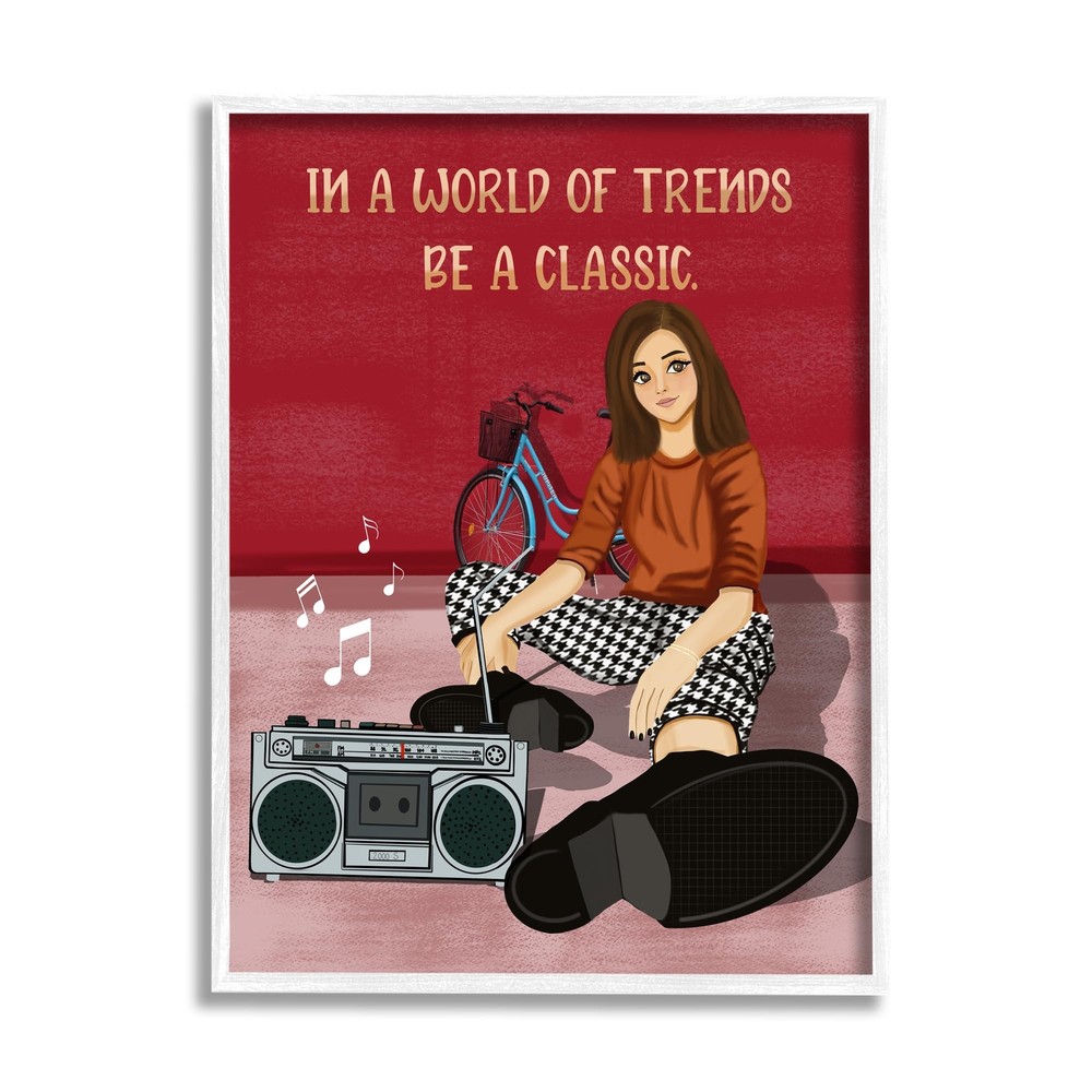 Motivational Girl with Boombox Framed Giclee Art by Saba Rauf