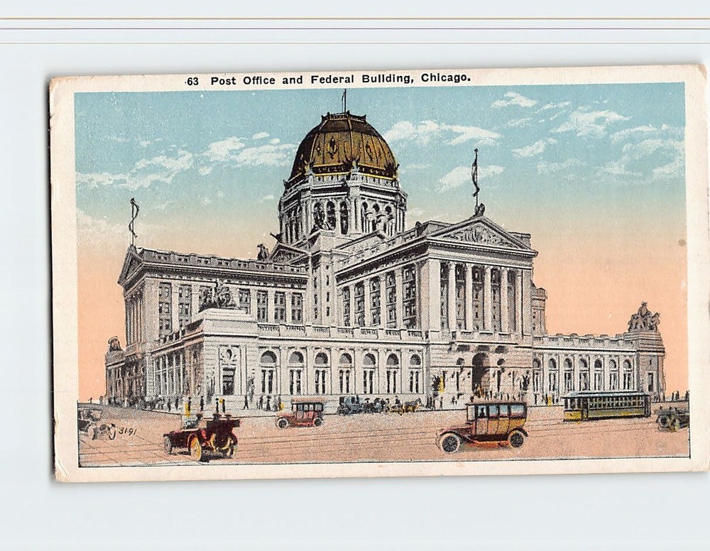 Postcard Post Office & Federal Building Chicago Illinois USA