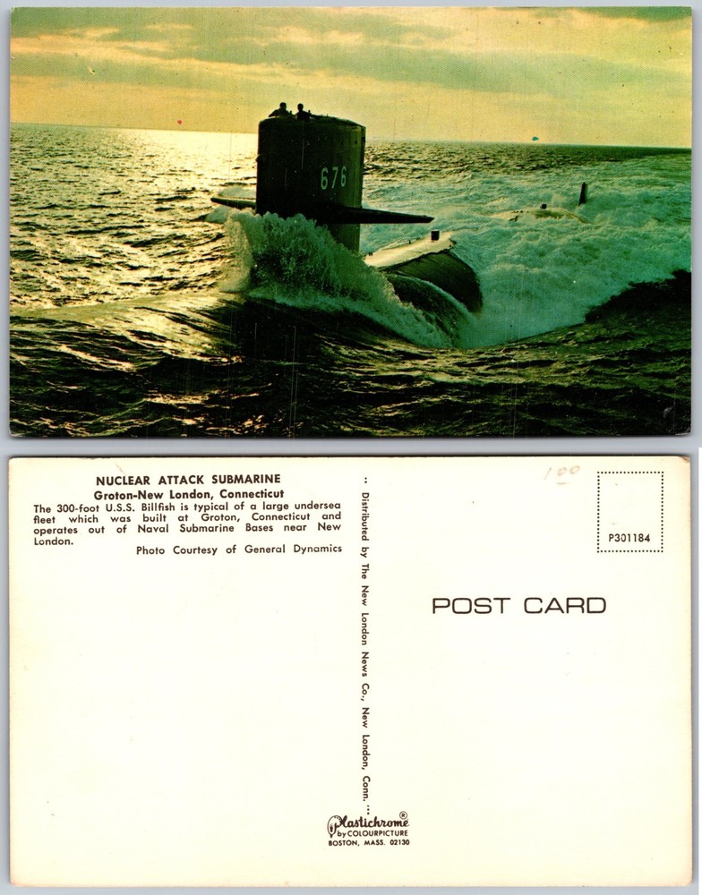 USS Billfish Groton New London Connecticut Postcard