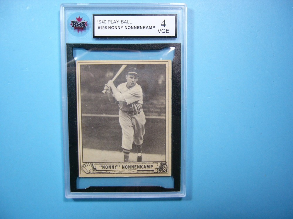 1940 PLAY BALL GUM INC. MLB BASEBALL CARD #196 NONNY NONNENKAMP ROOKIE KSA 4 GL