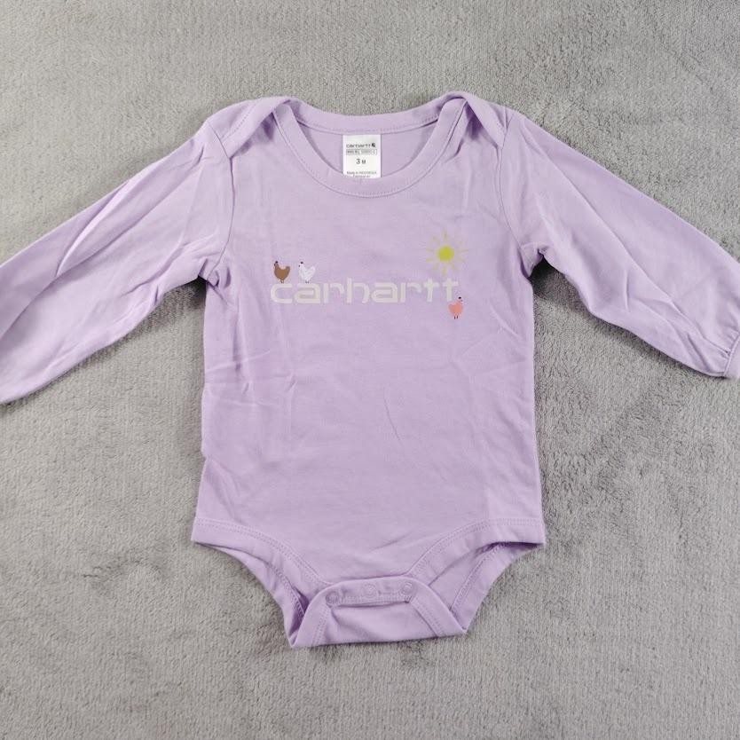 Carhartt Bodysuit Infant Girls 3M Purple Long Sleeve One-piece Snap Farm SD9895