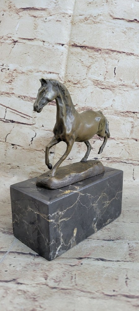 BRONZE STATUE SIGNED WILD RACING STALLION HORSE SCULPTURE FIGURINE ART DECO SALE