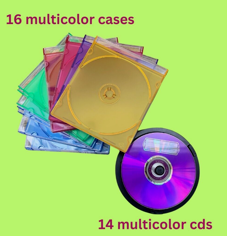 Verbatim Slim Plastic Jewel Cases + Blank CDs/ CD-R 52 X/Multicolor/30-Piece Lot