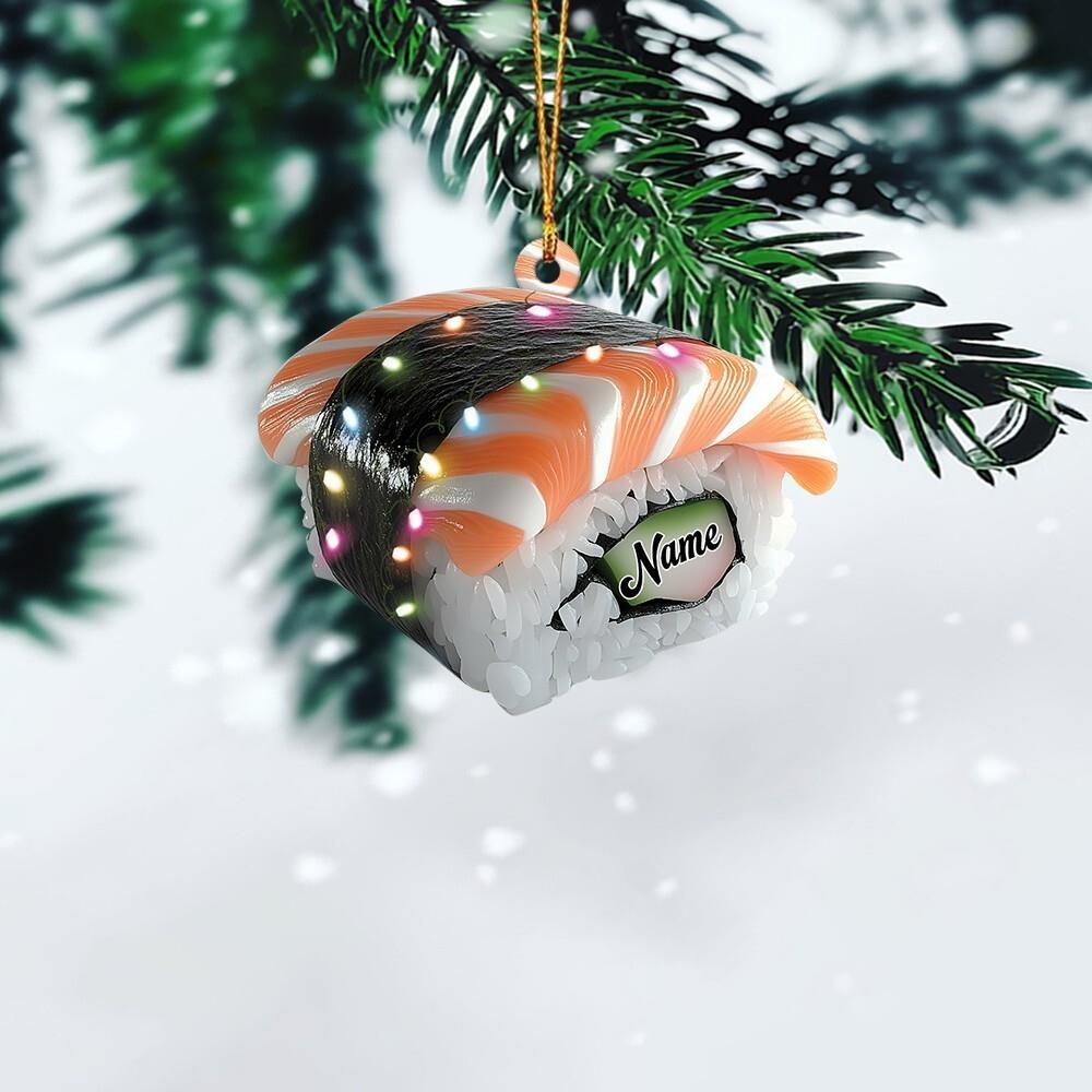 Sushi Christmas Ornament  Salmon Holiday Ornament  Sushi Lovers Ornament Gift