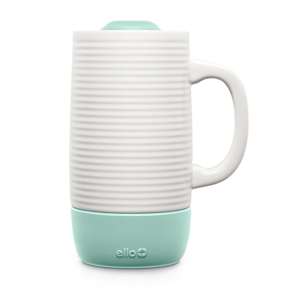 Jane 18oz Ceramic Travel Mug with Handle, Splash-Resistant Slider Lid and Bui...
