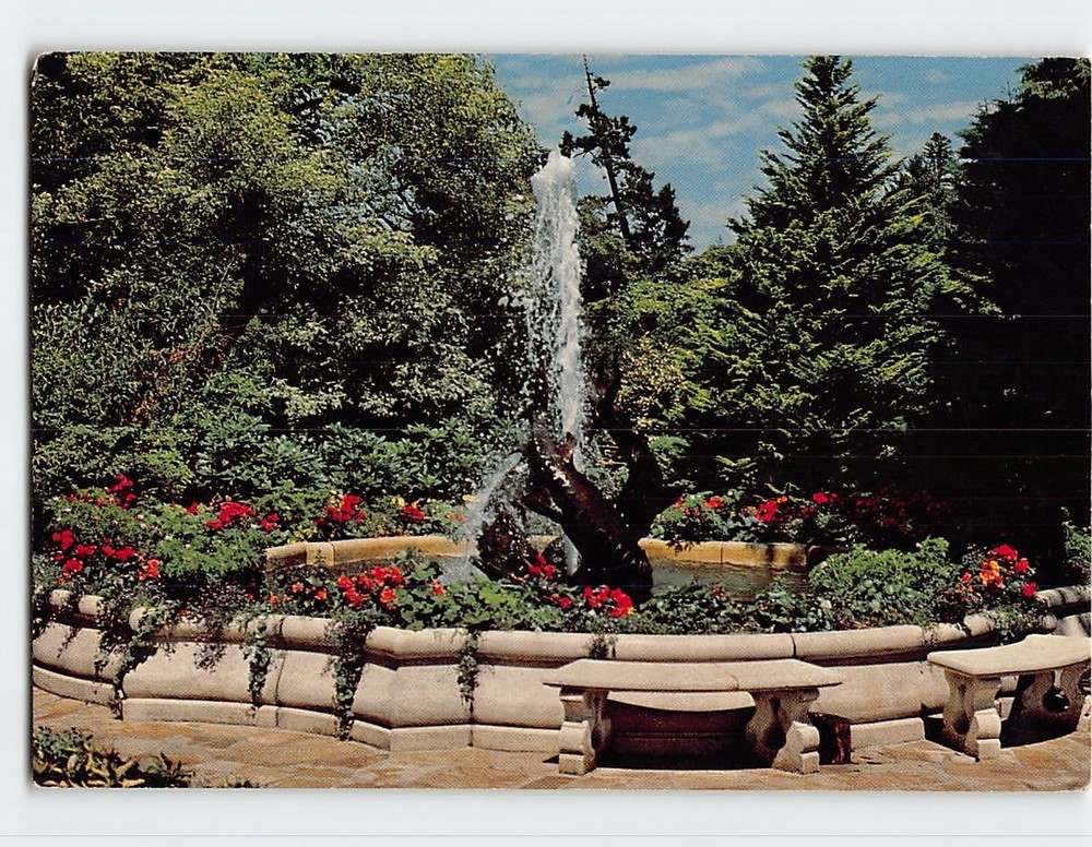 Postcard Dolphin Fountain The Butchart Gardens Victoria British Columbia Canada