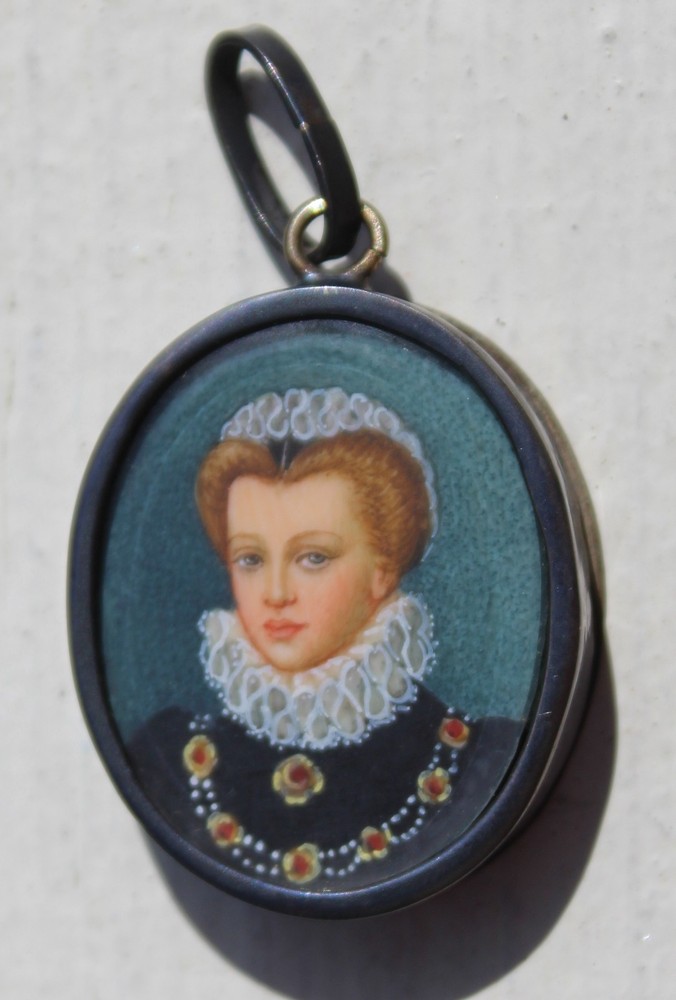 ANTIQUE Miniature Painting ROYALTY Portrait STERLING SILVER FRAME #2 Lot AH