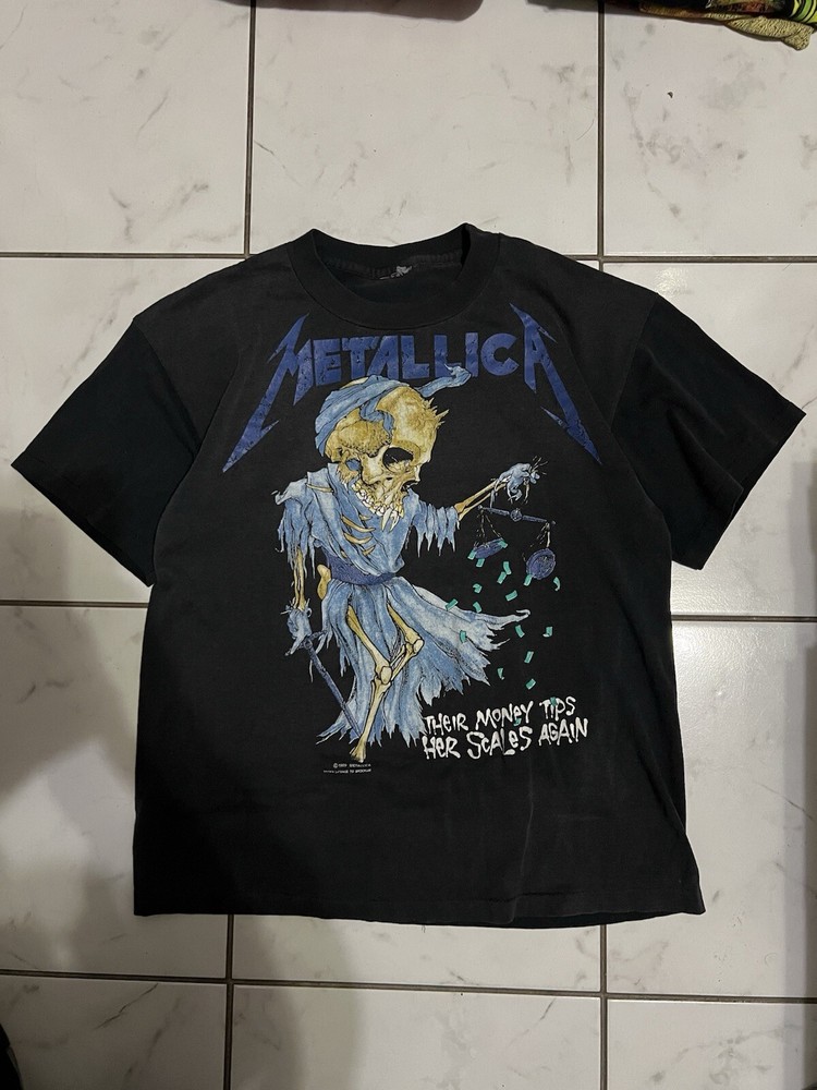 Vtg Rare  1989 Metallica Doris Their Money Tips Her Scales Again  Doris Band Tee