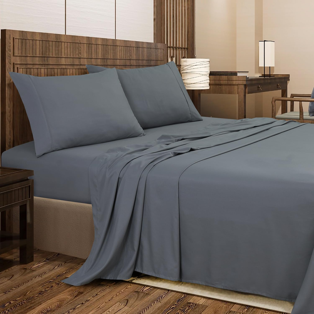 クイーンシーツセットグレー - 4ピースホテル品質ベッドシーツクイーンサイズ - エクストラソフト、
