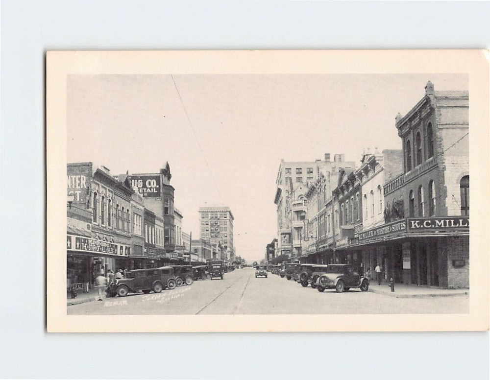 Postcard Street Cars Buildings Town/City Scenery