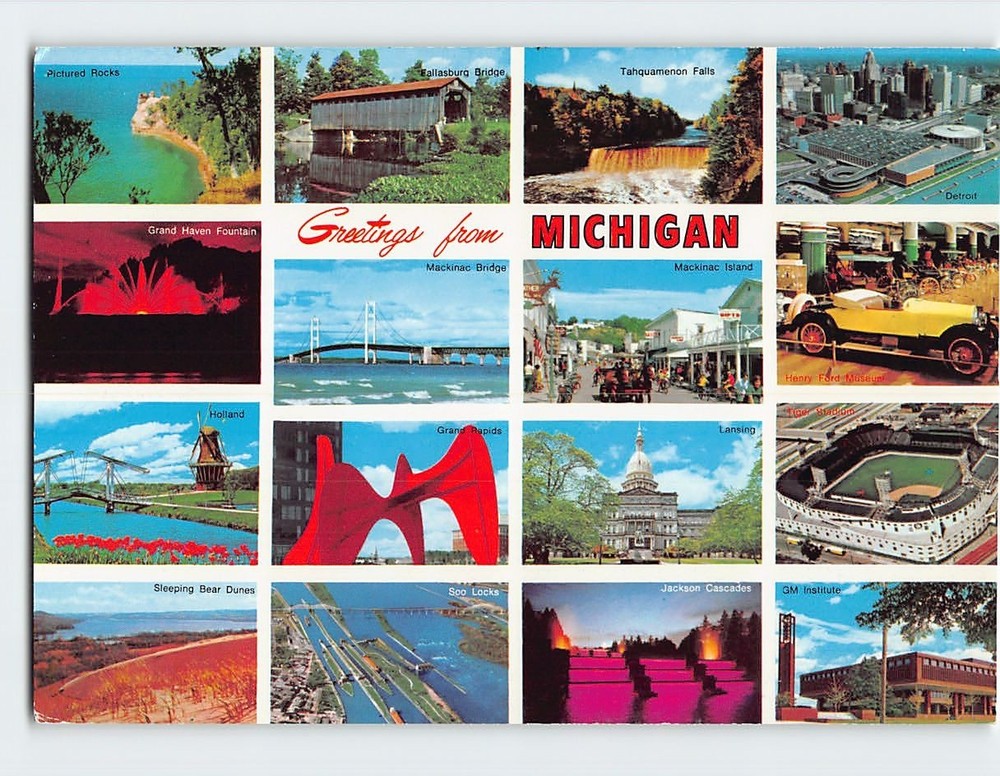 Postcard Scenes & Views Greetings from Michigan USA