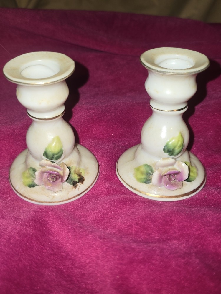 vintage porcelain candlestick holders. Set Of 2