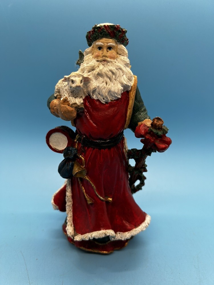 Midwest Cannon Falls 7″ Victorian Santa Figurine w/ Lamb Drum – Chip on Robe