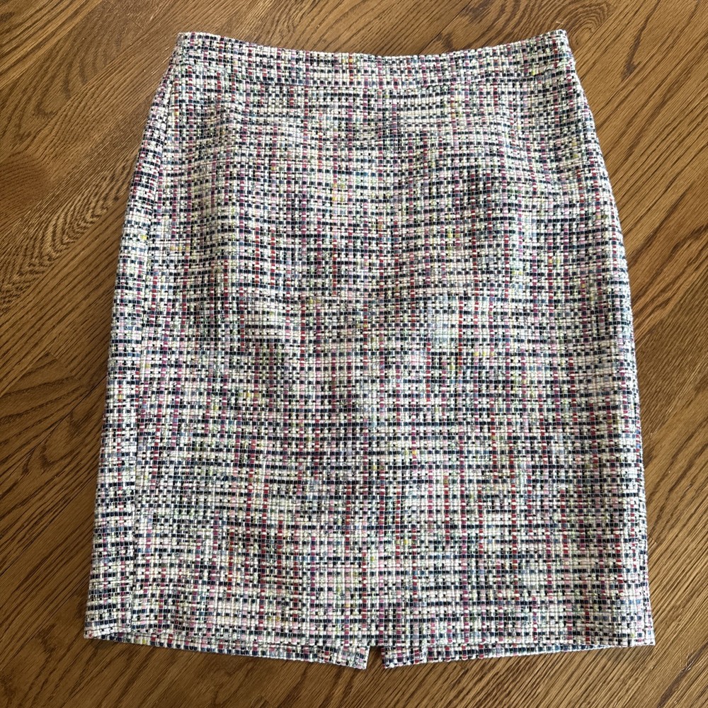 New! J Crew sz 4 Classic Preppy Pencil Skirt Rainbow Tweed NWT Modest Lined