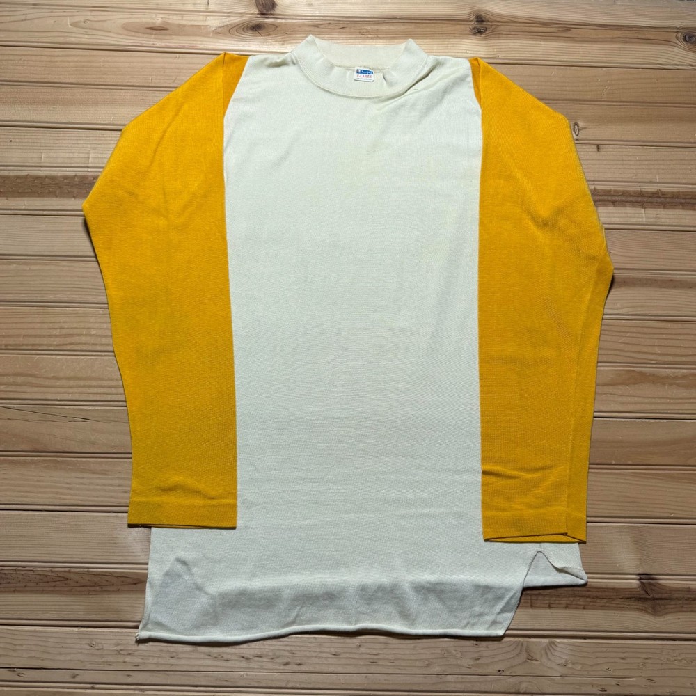 Vintage 70s Champion Long Sleeve Mock Neck Colorblock Raglan T-Shirt Youth - XL