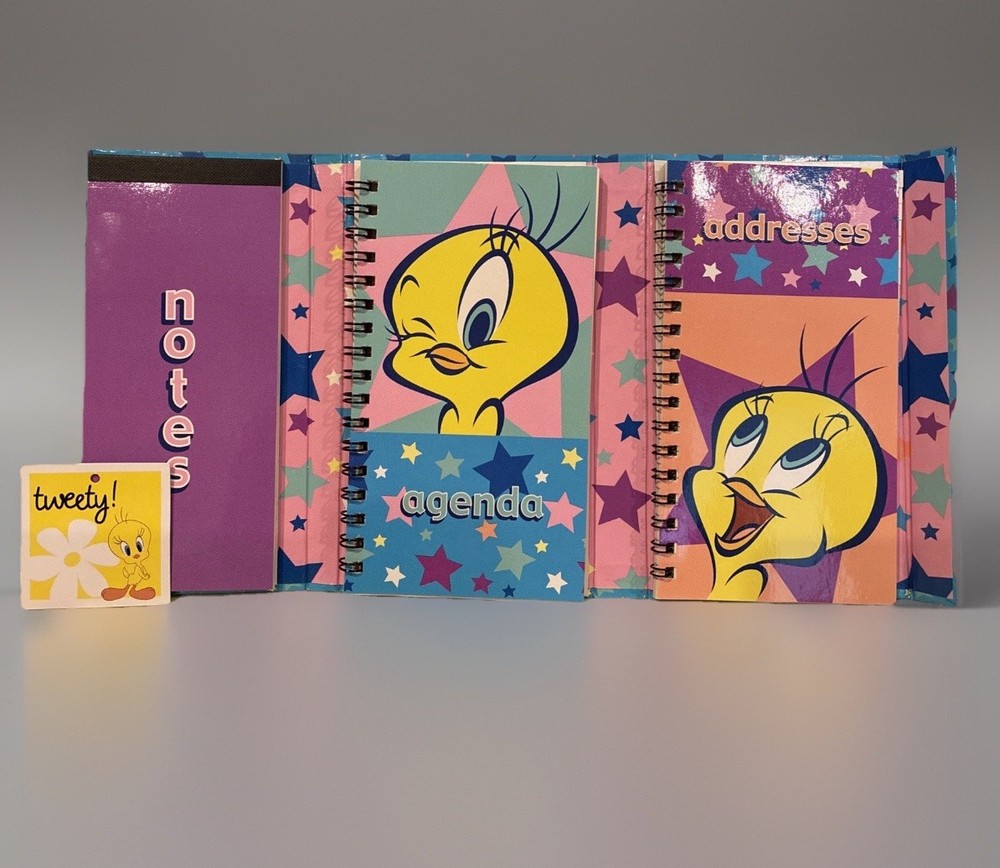 Rare Vintage Looney Tunes Tweety Bird Notes Planner Address Book 90s Warner New