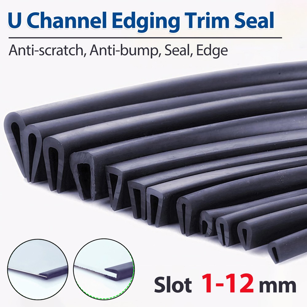 Black Rubber U Channel Edging Trim Seal Door Window Edge Protector Strip U-shape