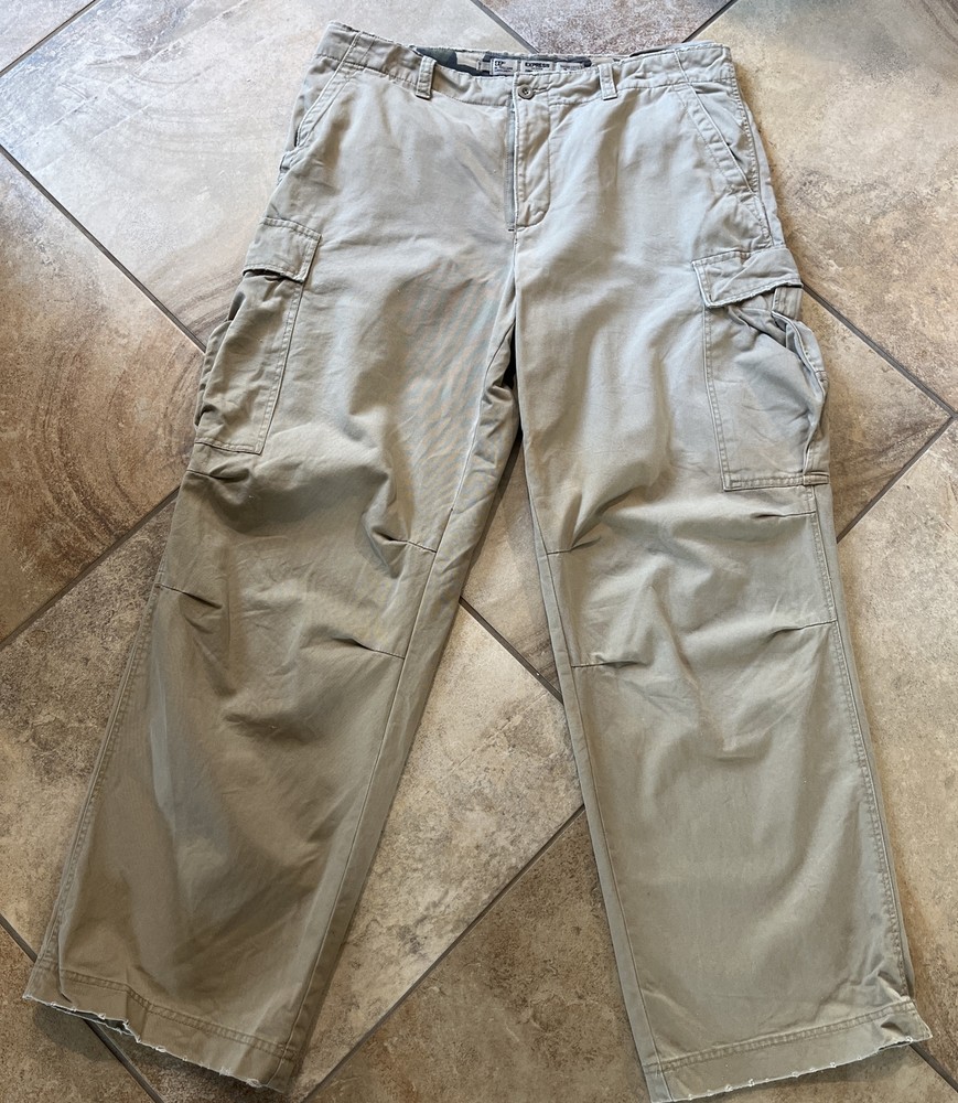 Express 90 Y2K Baggy Cargo Pants Carpenter Rave Cyber Grunge Skate Mens 36 33 U