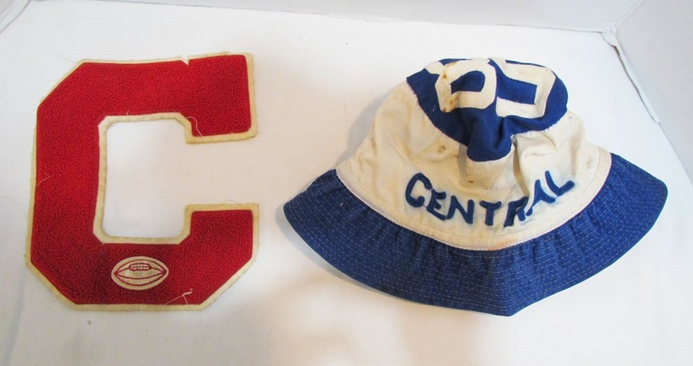 Central High School Vintage Chenille Varisty Letter + 1985 Cloth Hat Phila. Pa