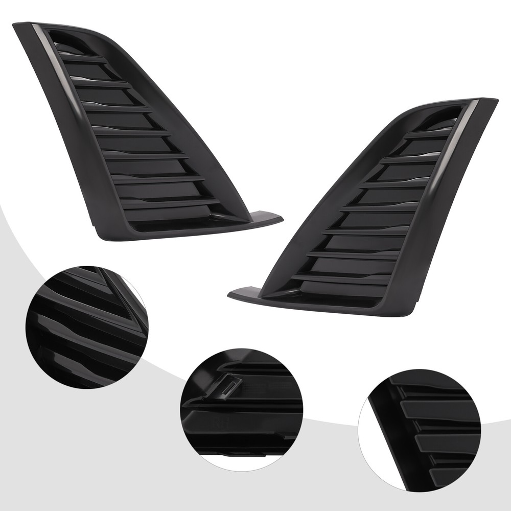 Pair Front Fog Light Grille Cover For Cadillac CT5 2020-2023 Bright Black