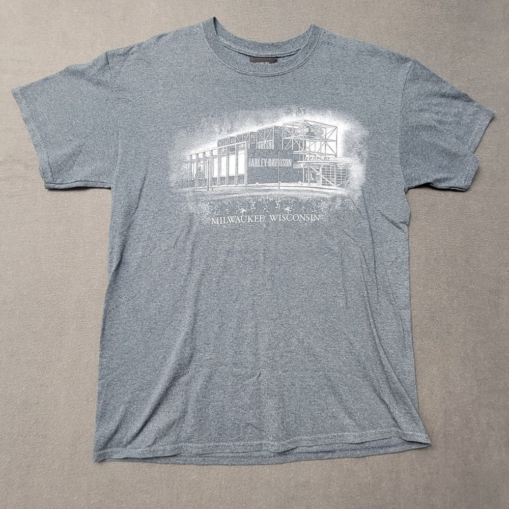 EUC Harley-Davidson Museum Milwaukee Wisconsin Graphic Train T-Shirt Gray Mens-L