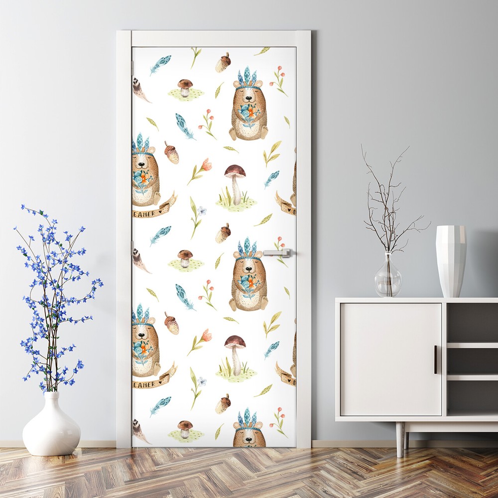 Dreamer Bear Decal - Bubble-Free Wild Animal Door Sticker for Decor