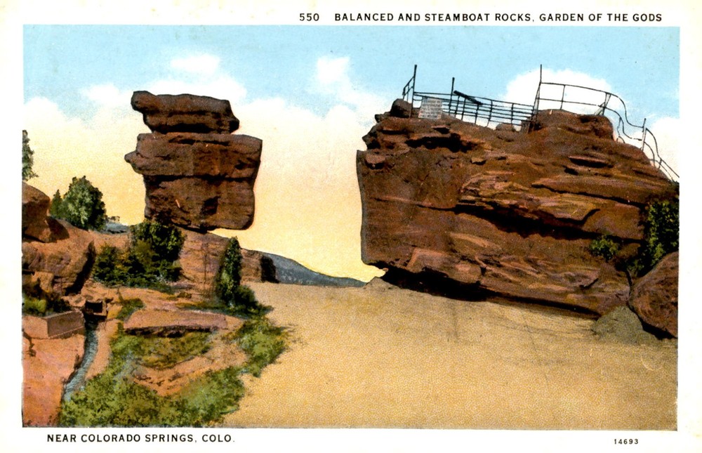 Balanced Rock, Steamboat Rock, Garden of the Gods, Colorado Springs, Postcard
