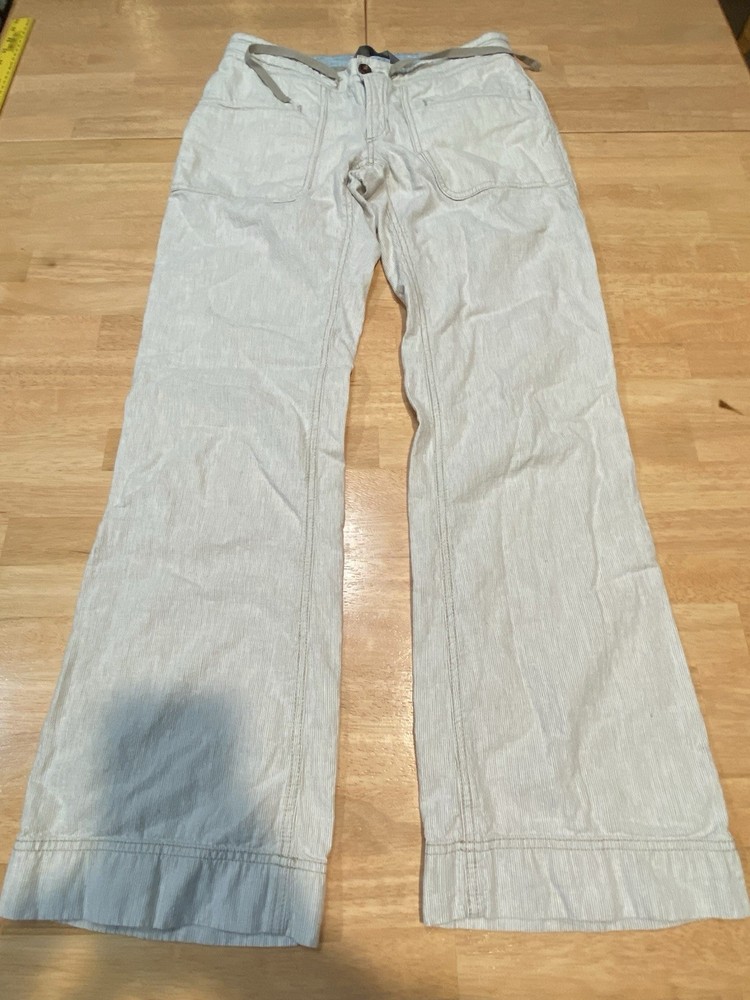 The North Face Women's Beige Dune Striped Larison Linen Blend Wide Leg Pants Size 6