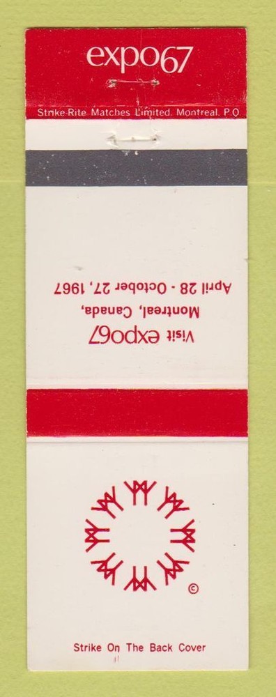 Matchbook Cover - Expo 1967 Montreal QC