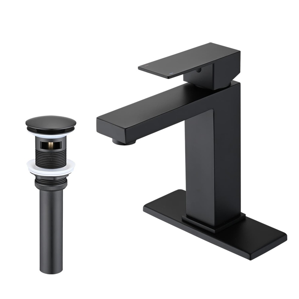 PROOX Single Bathroom Sink Faucet with Drain Assembly Matte Black
