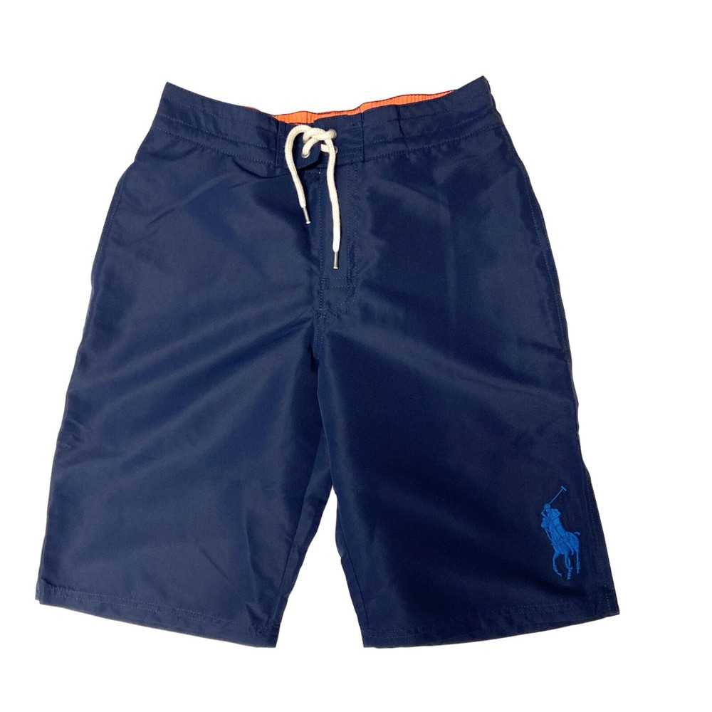Polo Ralph Lauren Boys Swim Boxer Trunks Kids Size 8 (Small) Big Pony Blue