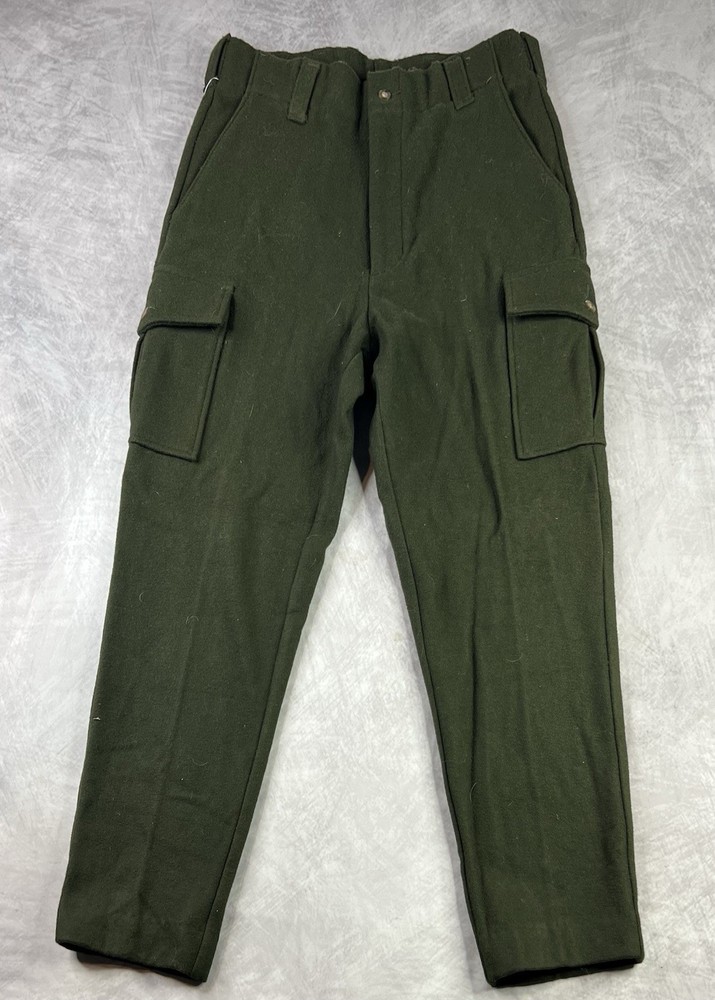 Vintage 90s Woolrich Wool Green Cargo Pants Size 34x32 Pockets Hunting NWT
