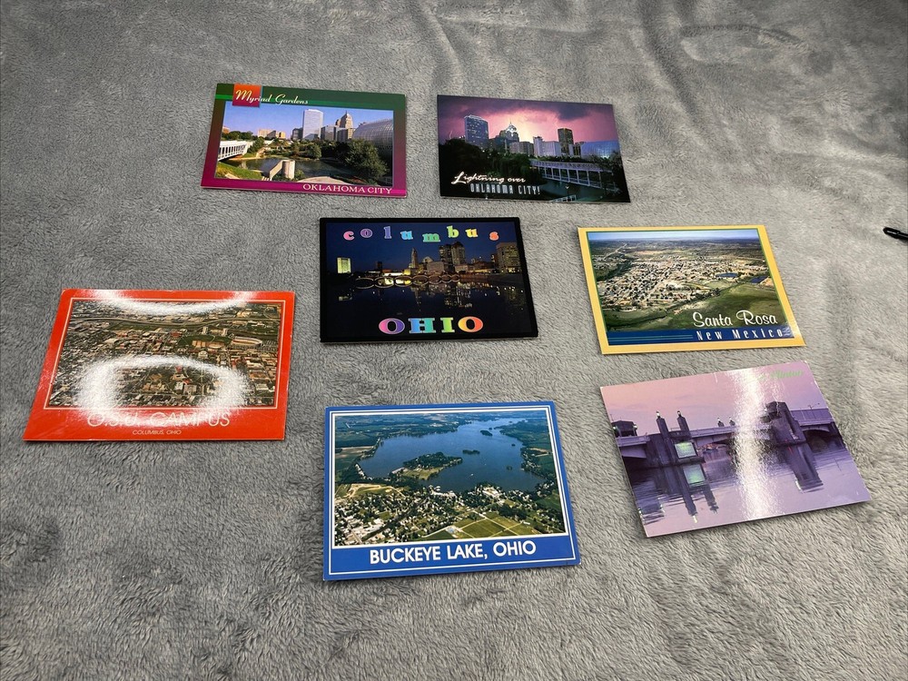 Lot Of 7 Vintage Mixed United States Postcards Towns Cities Bldgs Scenes