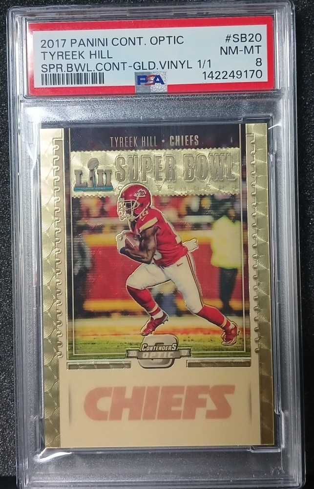 2017 Panini Contenders Optic Tyreek Hill SB-20 Gold Vinyl 1/1 PSA 8